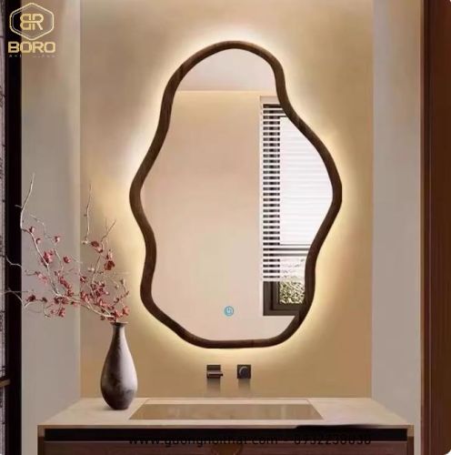 Gương trang điểm kiểu Bắc Âu hình dạng độc đáo, nghệ thuật có đèn led CNC177-LED, kích thước 60*90 cm