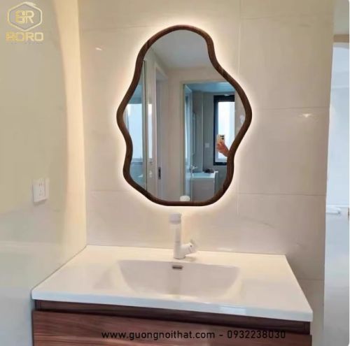 Gương trang điểm kiểu Bắc Âu hình dạng độc đáo, nghệ thuật có đèn led CNC177-LED, kích thước 60*90 cm