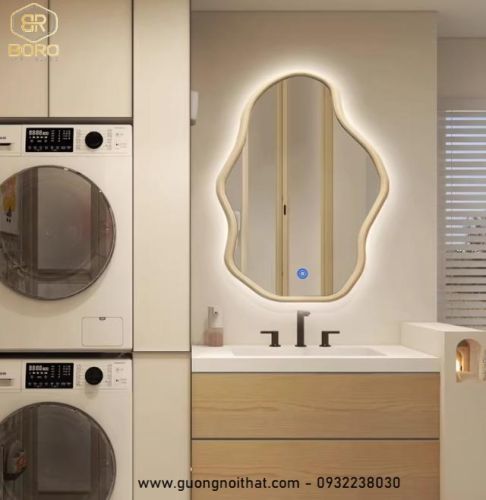 Gương trang điểm kiểu Bắc Âu hình dạng độc đáo, nghệ thuật có đèn led CNC177-LED, kích thước 60*90 cm