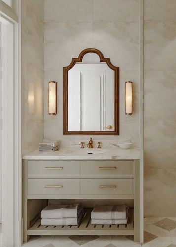 Gương trang trí, gương  khung gỗ tự nhiên bản soi CNC178, kích thước 75*115cm