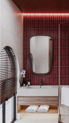 Gương gỗ, Gương khung gỗ tự nhiên, Gương treo tường CNC179, kích thước theo yêu cầu