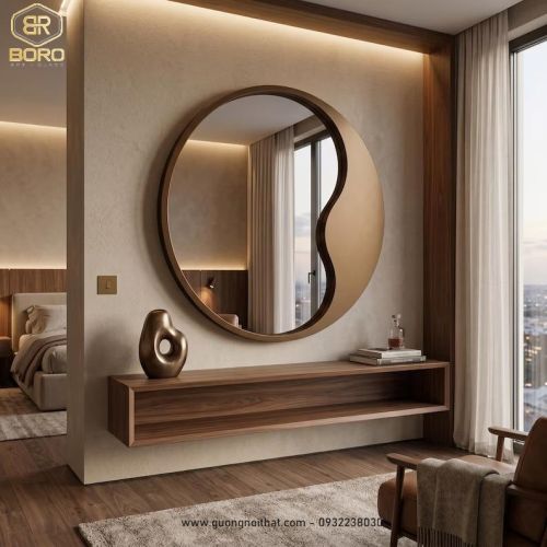 Gương tròn trang trí tường tối giản, điểm nhấn nhà hiện đại, kích thước 70*70 cm CNC197