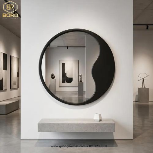 Gương tròn trang trí tường tối giản, điểm nhấn nhà hiện đại, kích thước 70*70 cm CNC197