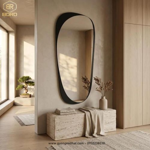 Gương toàn thân, gương treo tường hiện đại, gương trang trí CNC198, kích thước 65*165 cm