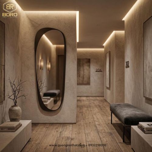 Gương toàn thân, gương treo tường hiện đại, gương trang trí CNC198, kích thước 65*165 cm