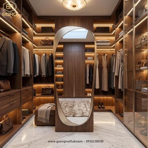 Gương toàn thân, gương treo tường hiện đại, gương trang trí CNC198, kích thước 65*165 cm