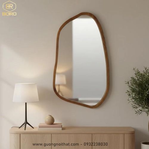 Gương treo tường hình viên sỏi CNC201, kích thước 50*80 cm