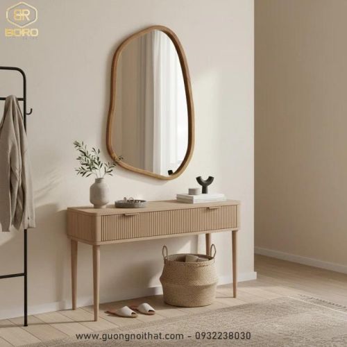 Gương treo tường hình viên sỏi CNC201, kích thước 50*80 cm