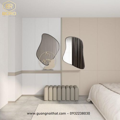 Bộ gương treo tường không đối xứng: Khung đen, gương trang trí hình dạng bất thường CNC212