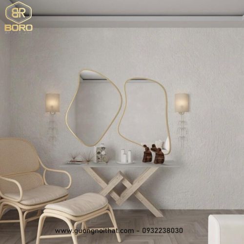 Bộ gương treo tường không đối xứng: Khung đen, gương trang trí hình dạng bất thường CNC212