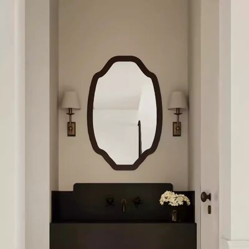 Gương phòng tắm khung gỗ tự nhiên CNC44, kích thước 60*80 cm