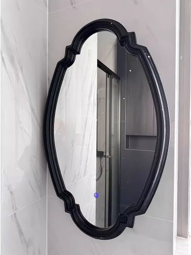 Gương phòng tắm khung gỗ tự nhiên có led CNC47-LED, kích thước 65*110 cm
