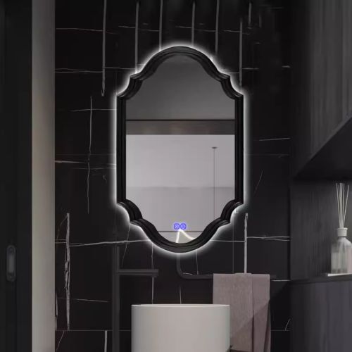 Gương phòng tắm khung gỗ tự nhiên có led CNC48-LED, kích thước 70*100 cm