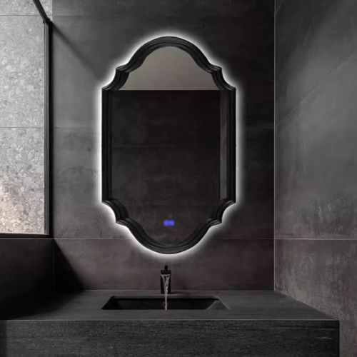 Gương phòng tắm khung gỗ tự nhiên có led CNC48-LED, kích thước 70*100 cm