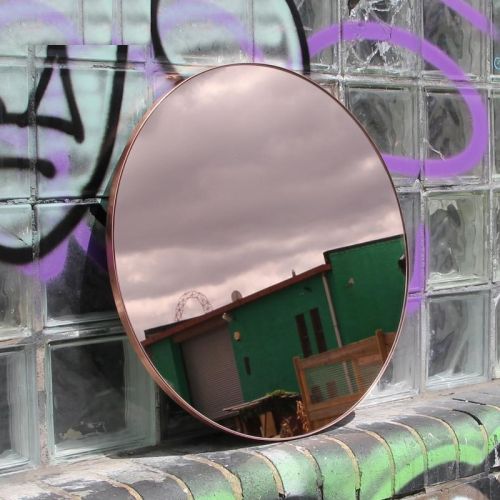 Gương khung inox 304 mạ vàng hồng cao cấp INOXBR100H, kích thước D60 cm