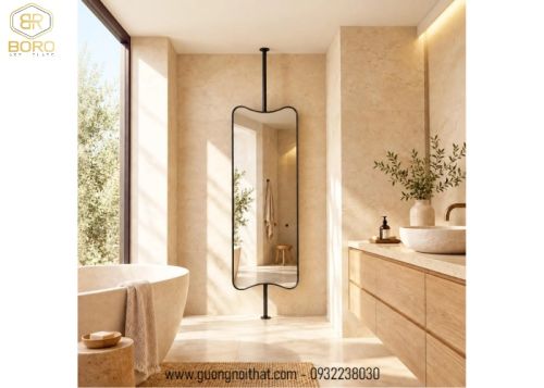 Gương treo trần, gương treo tường khung inox mã INOXBR160, kích thước theo yêu cầu