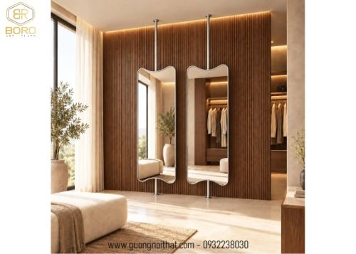 Gương treo trần, gương treo tường khung inox mã INOXBR160, kích thước theo yêu cầu