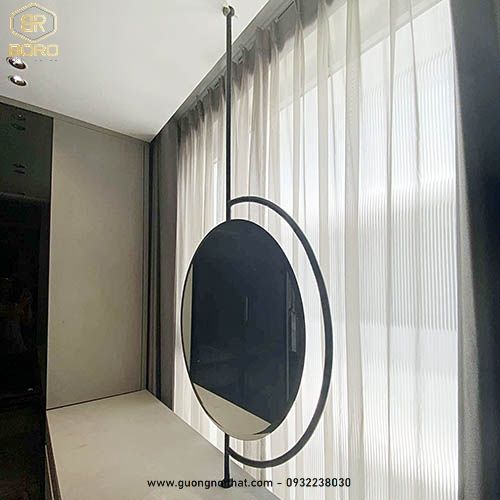Gương treo trần hình tròn khung inox mã INOXBR162,  kích thước theo yêu cầu