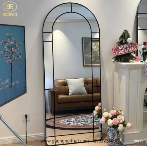 Gương toàn thân cửa sổ vòm khung inox INOXBR166, kích thước 70*180cm