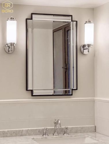 Gương khung inox, Gương trang điểm phong cách Châu Âu, gương trang trí  INOXBR171, kích thước 70*100cm