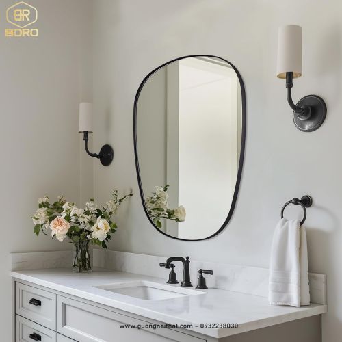 Gương trang trí, gương nhà tắm phong cách Bắc Âu khung inox INOXBR174