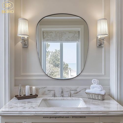 Gương trang trí, gương nhà tắm phong cách Bắc Âu khung inox INOXBR174