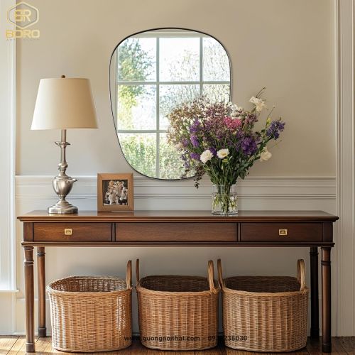 Gương trang trí, gương nhà tắm phong cách Bắc Âu khung inox INOXBR174