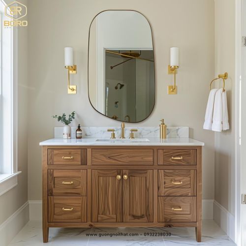 Gương khung inox 304 mạ pvd INOXBR195, kích thước 60*90cm