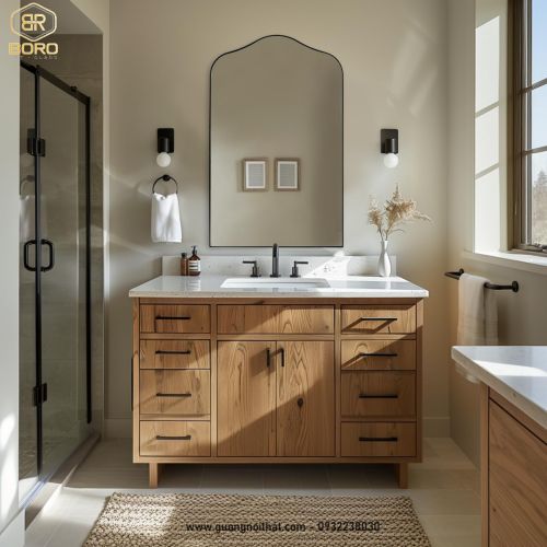 Gương trang trí, gương nhà tắm phong cách Bắc Âu khung inox INOXBR179, KT 60*95cm