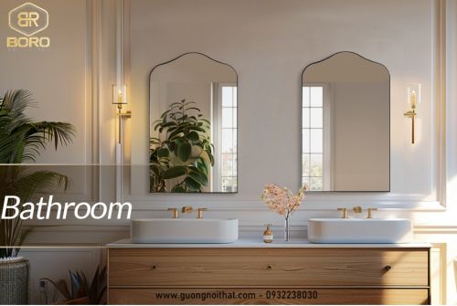Gương trang trí, gương nhà tắm phong cách Bắc Âu khung inox INOXBR179, KT 60*95cm
