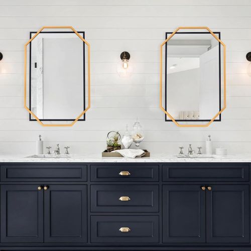 Gương phòng tắm, Gương trang trí cho phòng khách với khung kim loại hình lục giác và hình chữ nhật INOXBR180