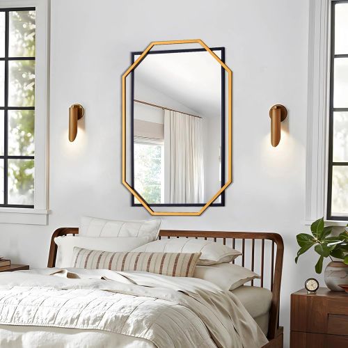 Gương phòng tắm, Gương trang trí cho phòng khách với khung kim loại hình lục giác và hình chữ nhật INOXBR180