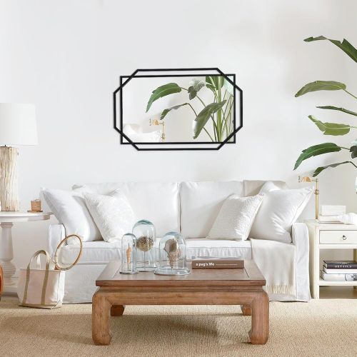 Gương phòng tắm, Gương trang trí cho phòng khách với khung kim loại hình lục giác và hình chữ nhật INOXBR181