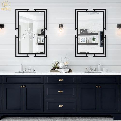 Gương trang trí tường có khung kim loại cho phòng khách, Gương trang trí hiện đại INOXBR183, kích thước theo yêu cầu