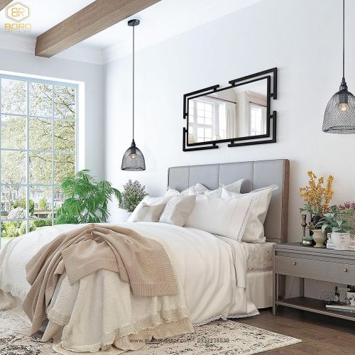 Gương trang trí tường có khung kim loại cho phòng khách, Gương trang trí hiện đại INOXBR183, kích thước theo yêu cầu