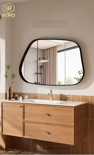 Gương trang trí, gương nhà tắm phong cách Bắc Âu khung inox INOXBR186
