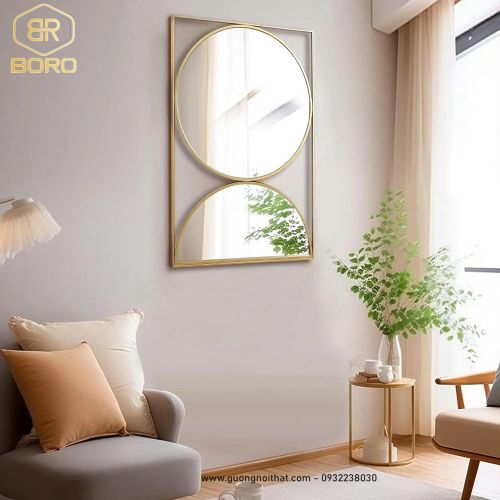 Gương trang trí phòng khách, phòng ngủ, cửa ra vào INOXBR187, kích thước 60*90cm