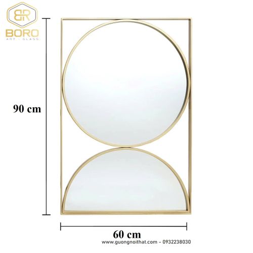 Gương trang trí phòng khách, phòng ngủ, cửa ra vào INOXBR187, kích thước 60*90cm