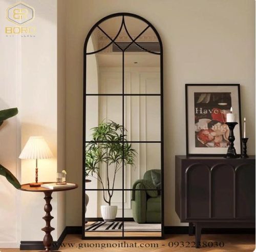 Gương toàn thân khung inox 304 sơn đen INOXBR188 kích thước 60*170cm