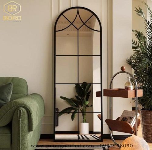 Gương toàn thân khung inox 304 sơn đen INOXBR188 kích thước 60*170cm