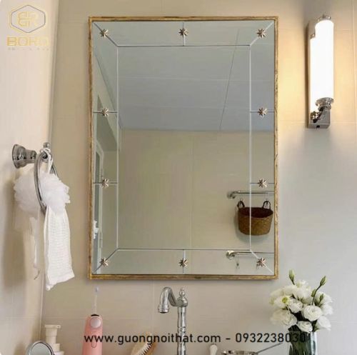 Gương trang trí phòng khách, phòng ngủ, cửa ra vào, gương lớn hình chữ nhật cổ điển INOXBR190, kích thước 70*100cm