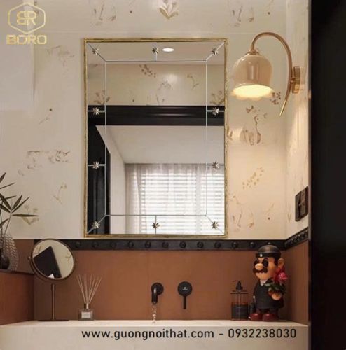 Gương trang trí phòng khách, phòng ngủ, cửa ra vào, gương lớn hình chữ nhật cổ điển INOXBR190, kích thước 70*100cm