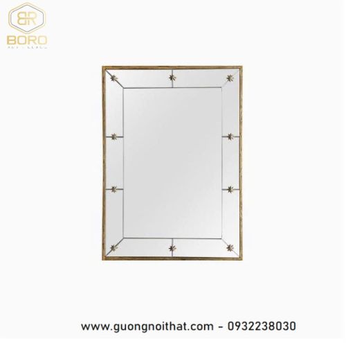 Gương trang trí phòng khách, phòng ngủ, cửa ra vào, gương lớn hình chữ nhật cổ điển INOXBR190, kích thước 70*100cm