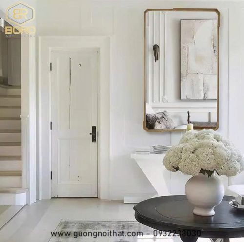 Gương khung inox, Gương trang điểm phong cách Châu Âu, gương trang trí  INOXBR193, kích thước 61*101cm