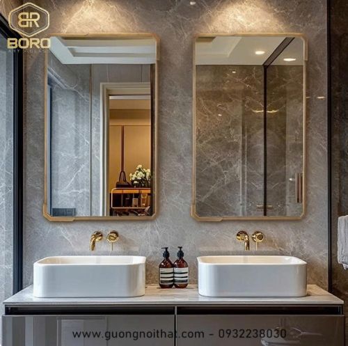 Gương khung inox, Gương trang điểm phong cách Châu Âu, gương trang trí INOXBR193, kích thước 61*101cm