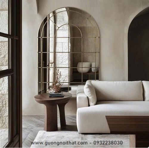 Gương đứng, gương nghệ thuật treo tường, gương treo tường lối vào kiểu Pháp INOXBR255, kích thước 73*110cm