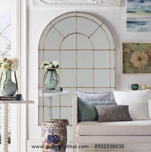 Gương đứng, gương nghệ thuật treo tường, gương treo tường lối vào kiểu Pháp INOXBR255, kích thước 73*110cm