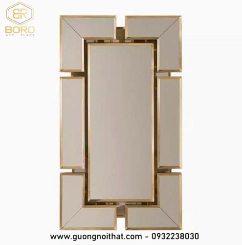 Gương trang trí phòng khách, phòng ngủ, cửa ra vào, gương lớn hình chữ nhật cổ điển INOXBR256, kích thước 74*130cm