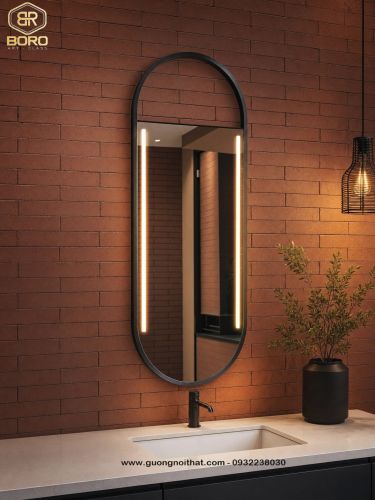 Gương khung inox có led, Gương nhà tắm có led INOXLED109, kích thước theo yêu cầu