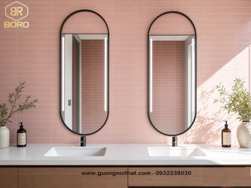 Gương khung inox có led, Gương nhà tắm có led INOXLED109, kích thước theo yêu cầu